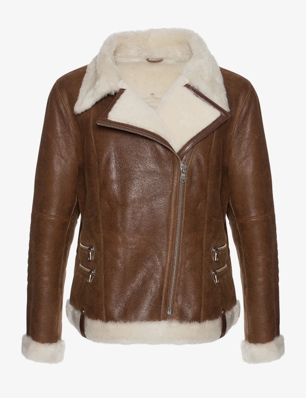 Rich Bronze Brown Sheepskin Shearling Jacket – Luxe Winter Elegance (2)