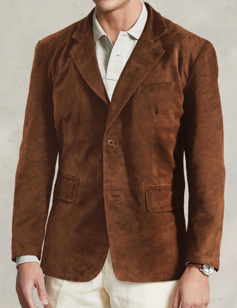 Rustic Oak Suede Leather Blazer (3)