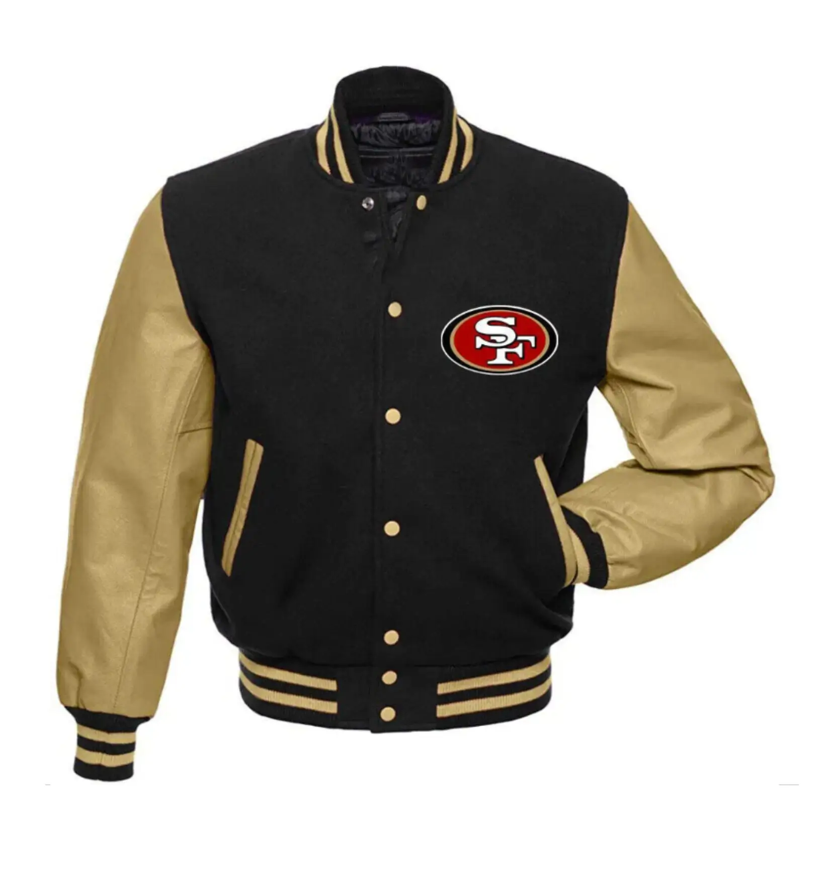 San-Francisco-49ers-Black-Golden-Varsity-Jacket-LeatherMoto
