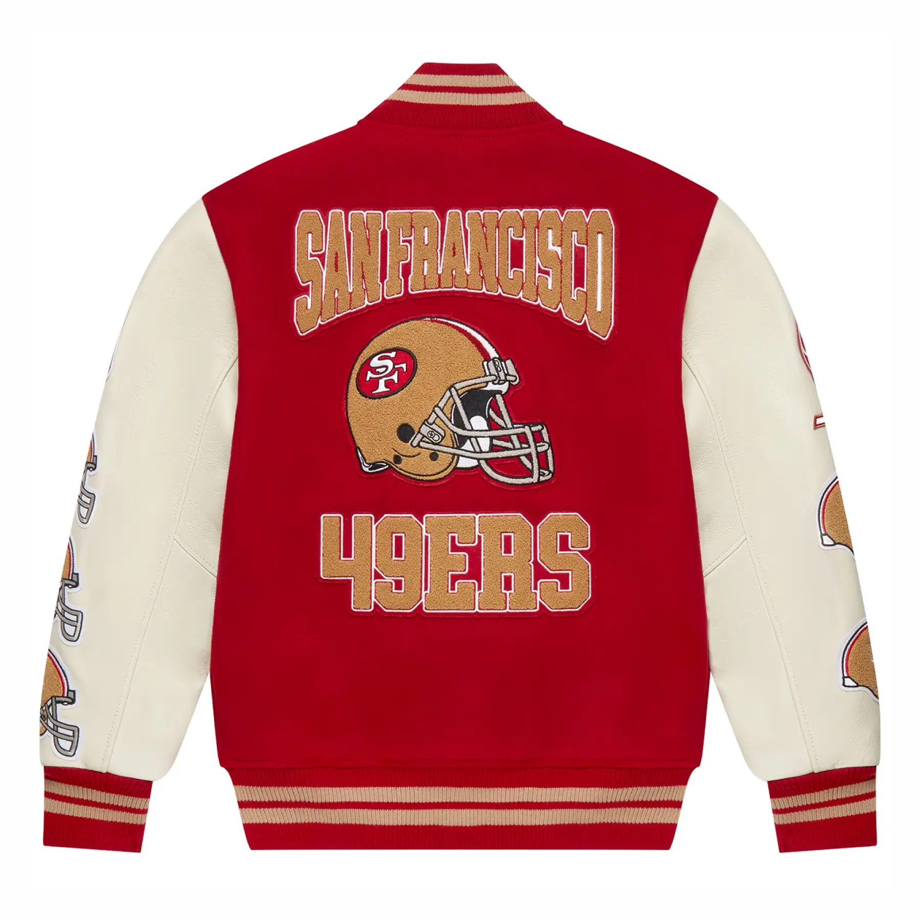 San-Francisco-49ers-OVO-Scarlet-Full-Snap-Varsity-Jacket- leather moto (6)