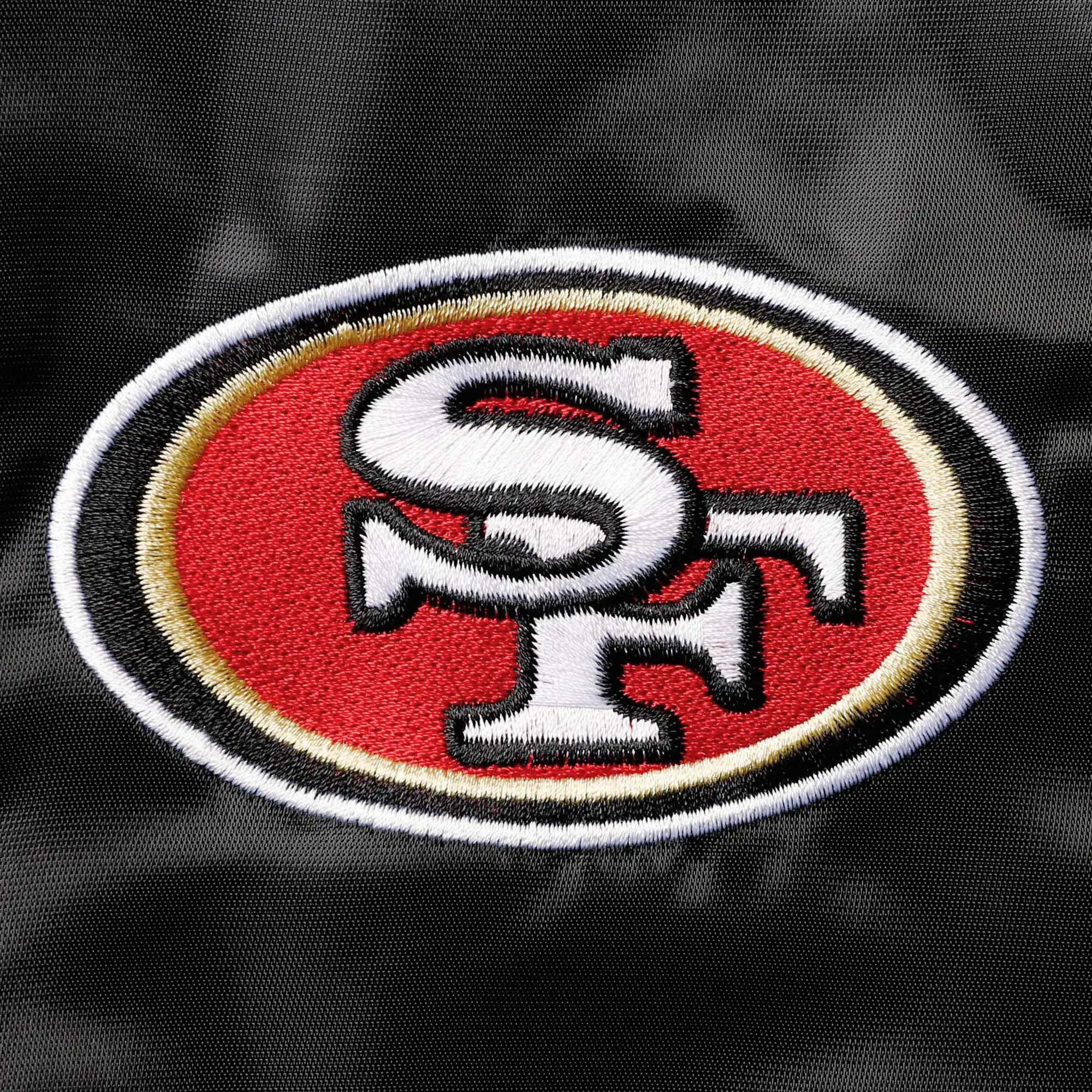 San-Francisco-49ers-Starter-Locker-Room-Full-Snap-Black-Satin-Varsity-Jacket-LeatherMoto