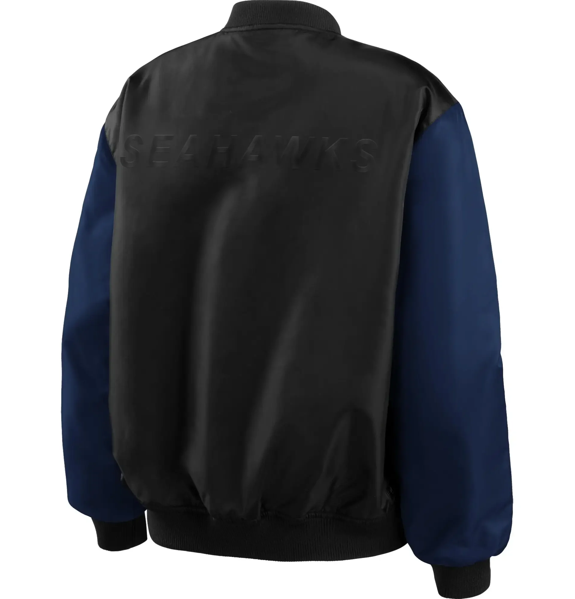 Seattle-Seahawks-Classic-Rib-Satin-Varsity-Jacket-Black-Navy-LeatherMoto