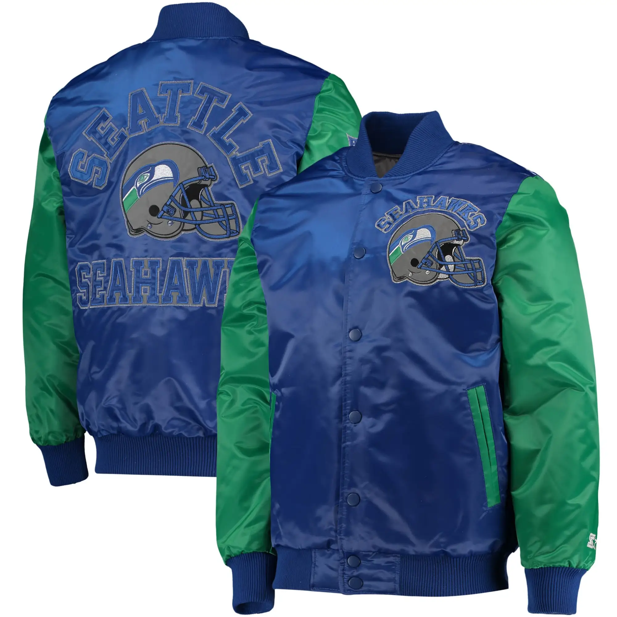 Seattle-Seahawks-Classic-Rib-Satin-Varsity-Jacket-Navy-Green-LeatherMoto