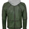 Sleek Urban Men's Dark Green Leather Moto Jacket with Removable Hooded (5)