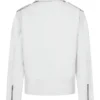 Snowstorm White Leather Biker Jacket – Standout Moto Design with Clean Lines and Belted Waist (2)