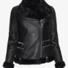 Stella Women's Genuine Black Sheepskin B-2 Bomber Jacket – Classic Aviator Style (1)