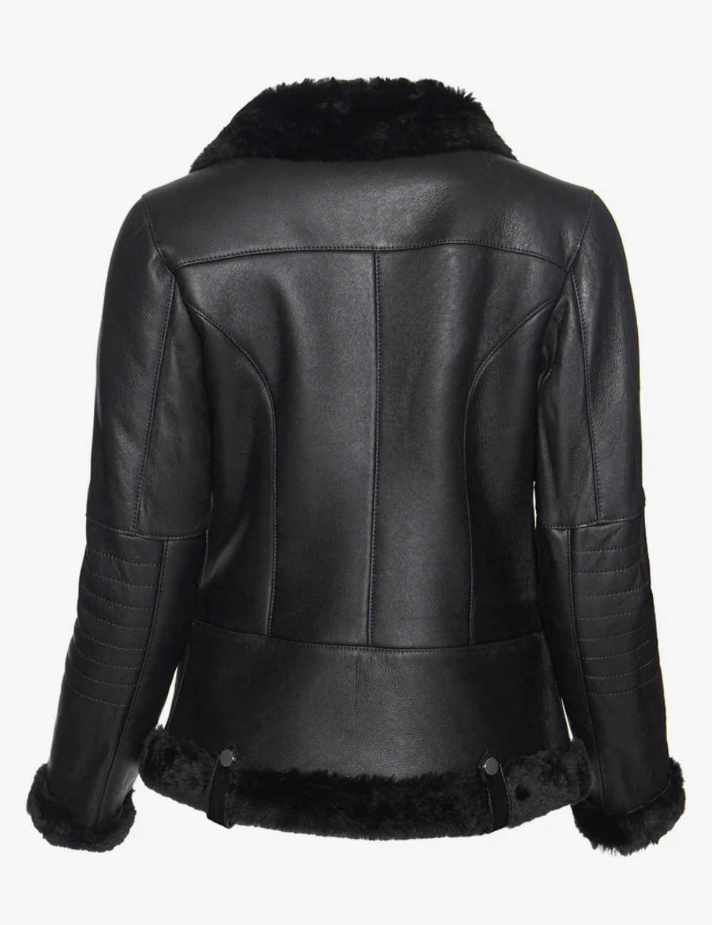 Stella Women's Genuine Black Sheepskin B-2 Bomber Jacket – Classic Aviator Style (2)