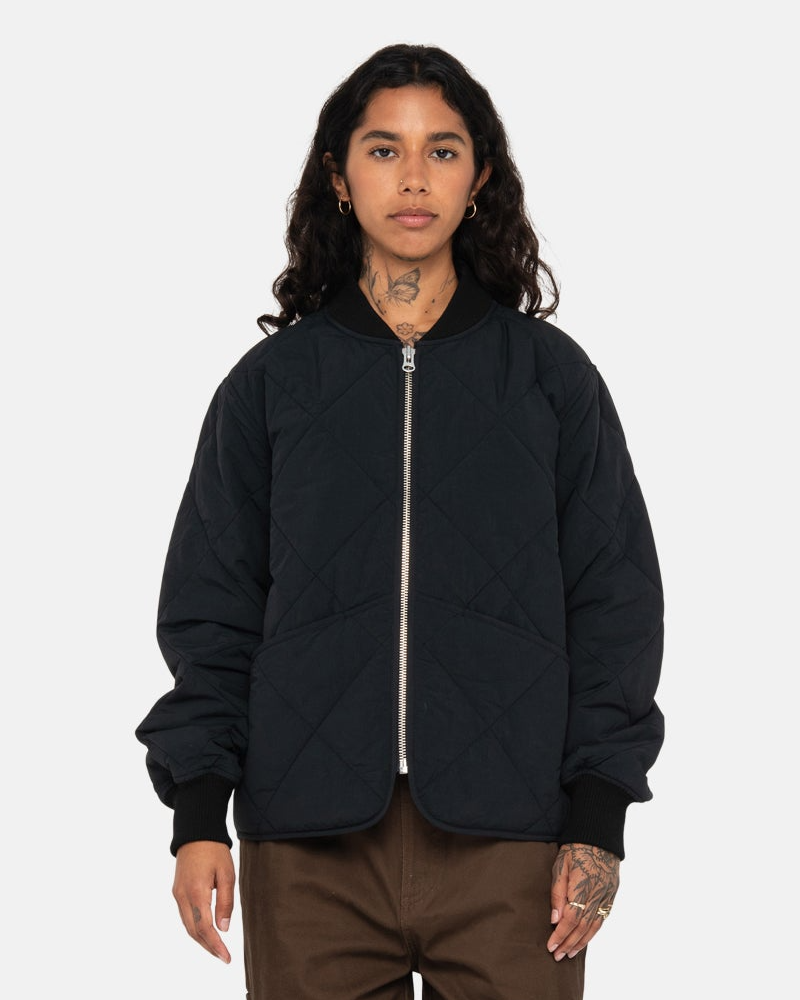 Stussy-8-Ball-Black-Quilted-Liner-Jacket-back LEATEHR MOTO (4)