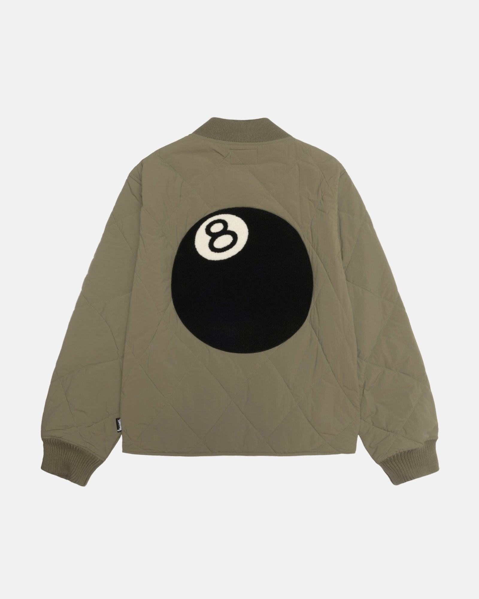 Stussy-8-Ball-Olive-Quilted-Liner-Jacket LEATHER MOTO