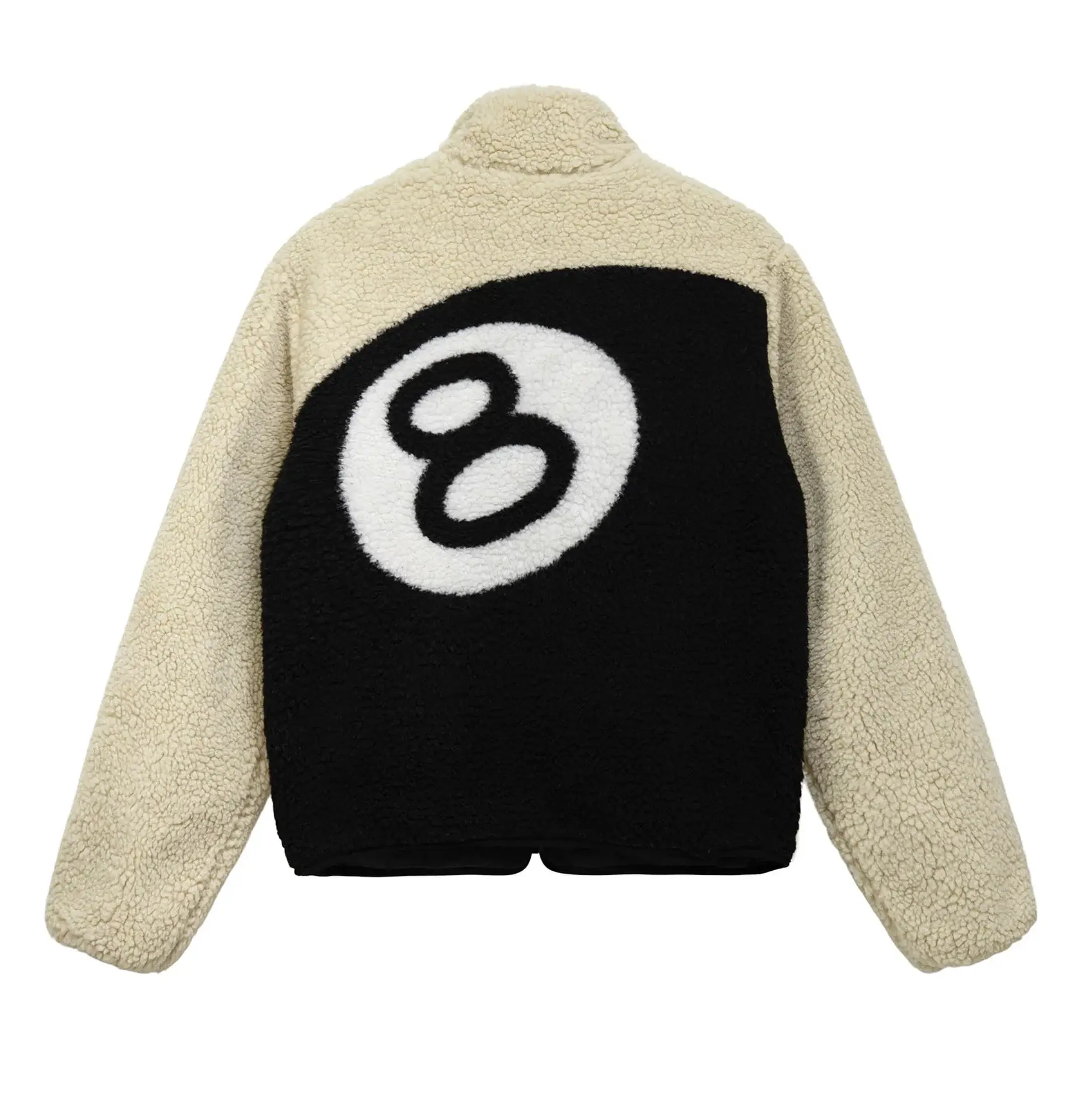 Stussy-8-Ball-Sherpa-Fleece-Reversible-Jacket-LEATHER MOTO