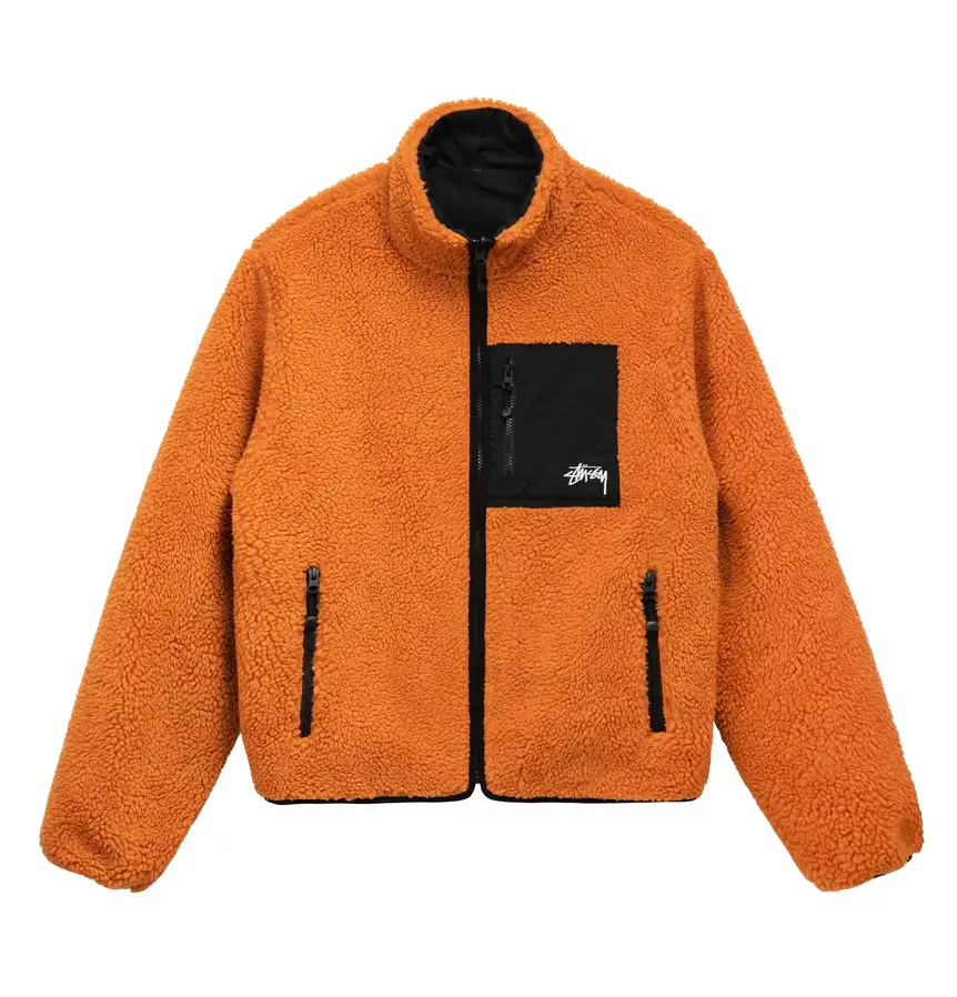 Stussy-8-Ball-Sherpa-Reversible-Jacket LEATHER MOTO