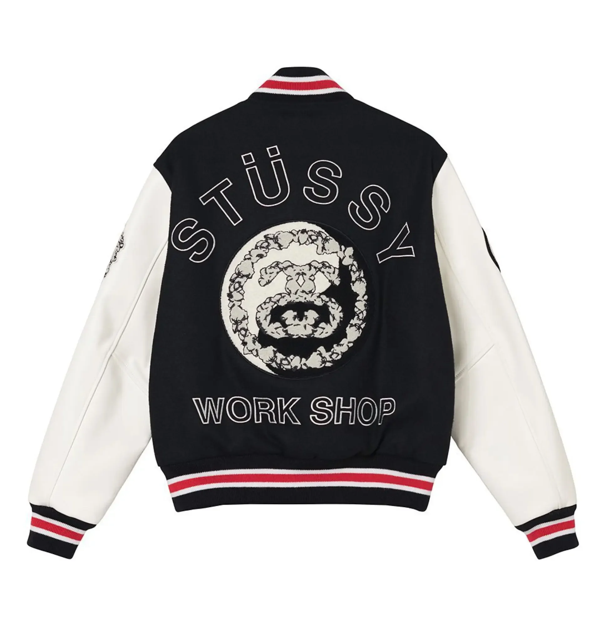 Stussy-x-Denim-Tears-X-Our-Legacy-TTL-Black-Off-White-Varsity-Jacket- leather moto 2