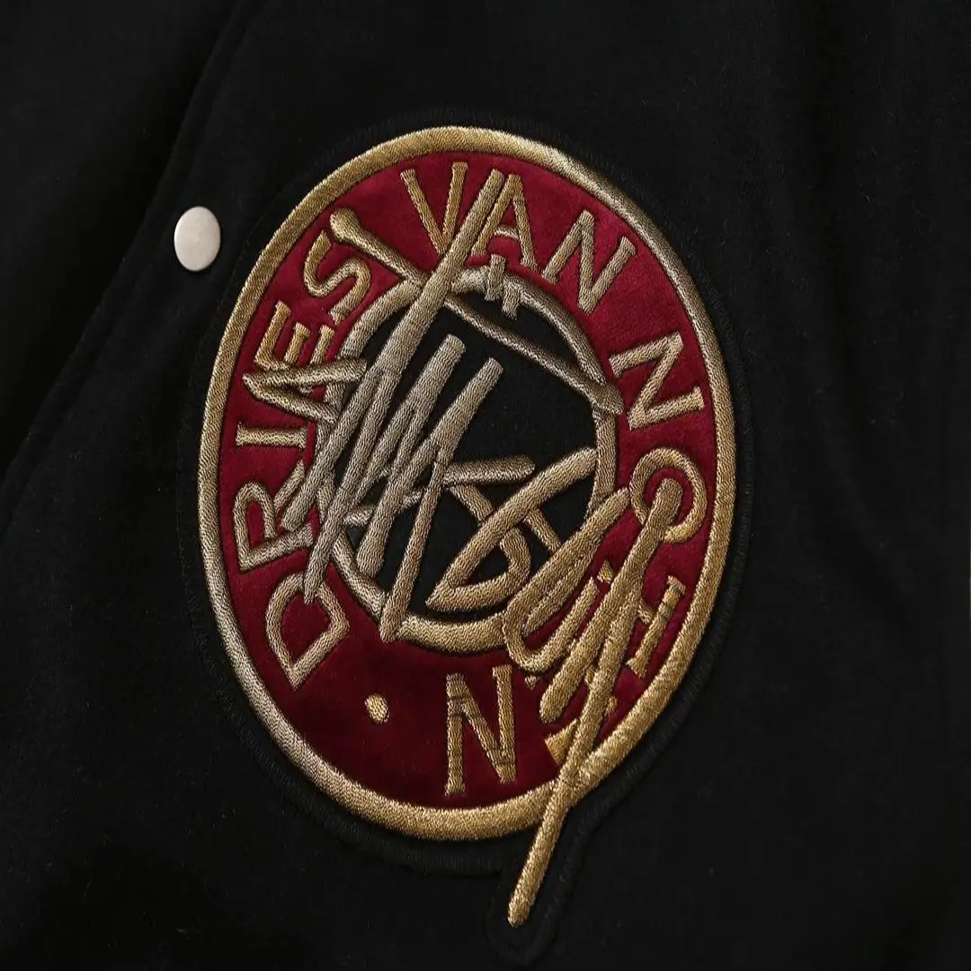 Stussy-x-Dries-Van-Noten-Black-Varsity-Jacket- leather moto