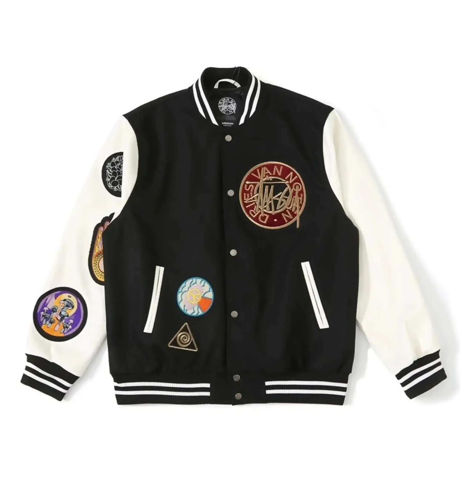 Stussy-x-Dries-Van-Noten-Black-Varsity-Jacket- leather moto