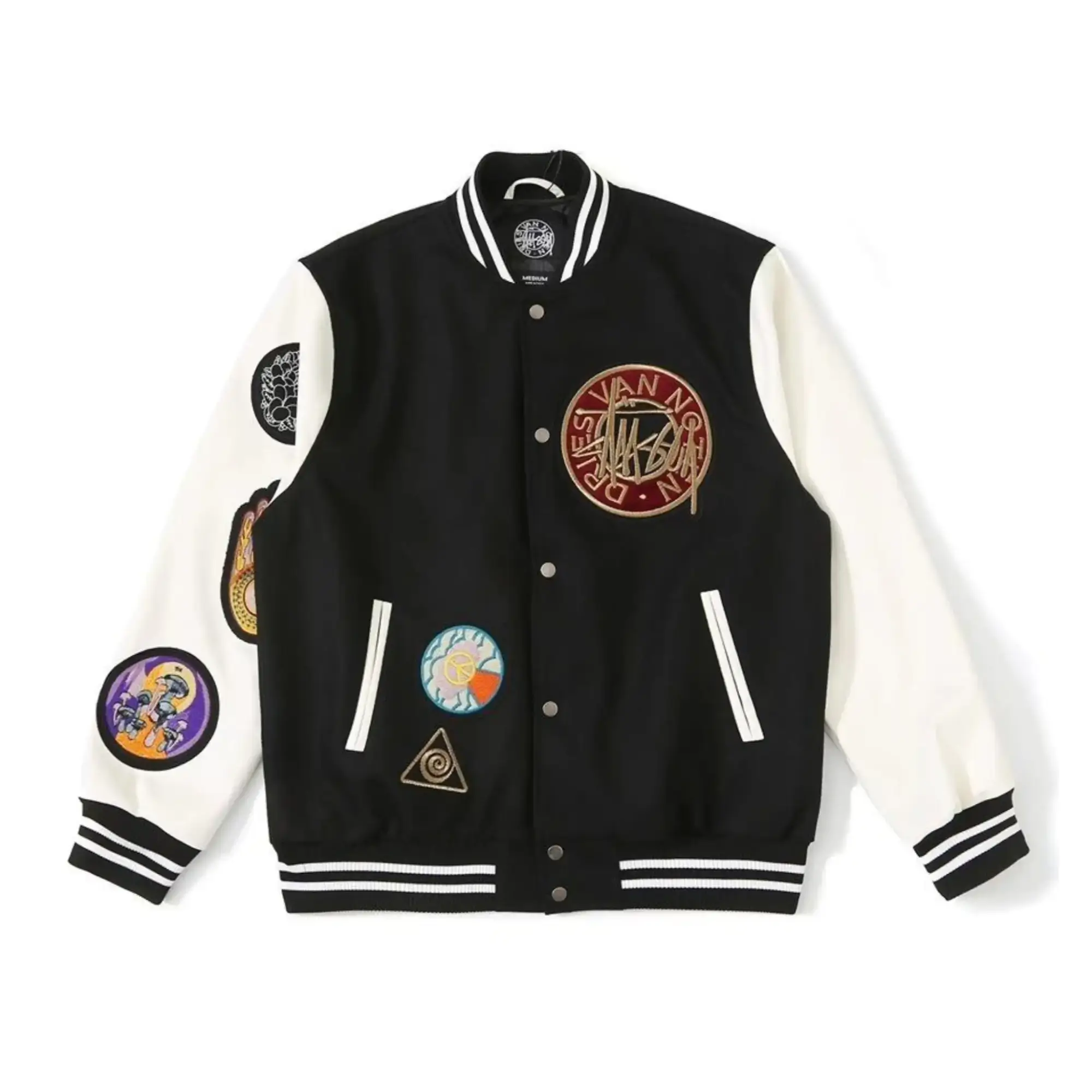 Stussy-x-Dries-Van-Noten-Black-Varsity-Jacket- leather moto