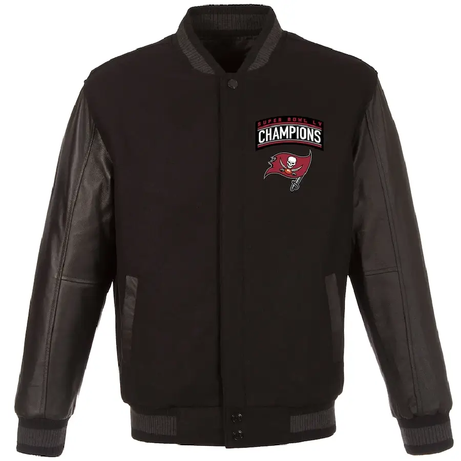 Tampa-Bay-Buccaneers-Champions-Teams-Black-Leather-Varsity-Jacket-LeatherMoto