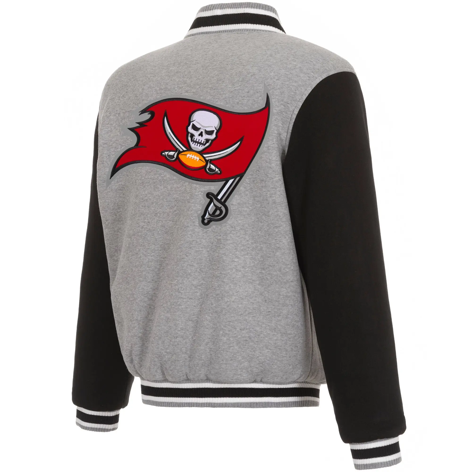 Tampa-Bay-Buccaneers-Classic-Rib-Wool-Varsity-Jacket-Gray-Black-LeatherMoto
