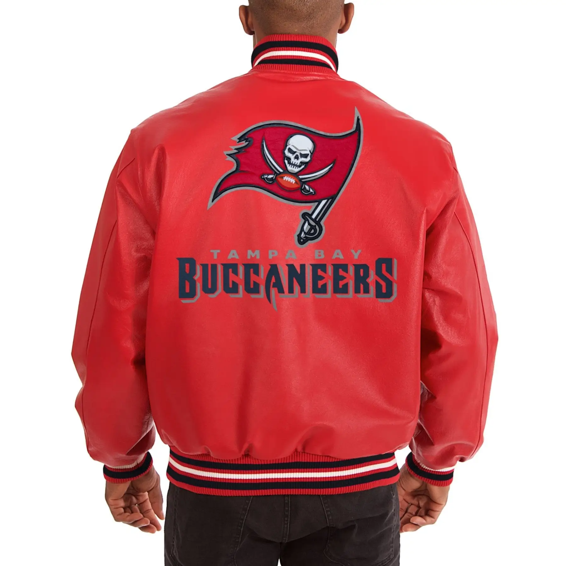 Tampa-Bay-Buccaneers-Rib-Knitted-Red-Leather-Varsity-Jacket-LeatherMoto