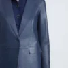The Luxurious Blue - Soft Nappa Leather Blazer for Women (2)