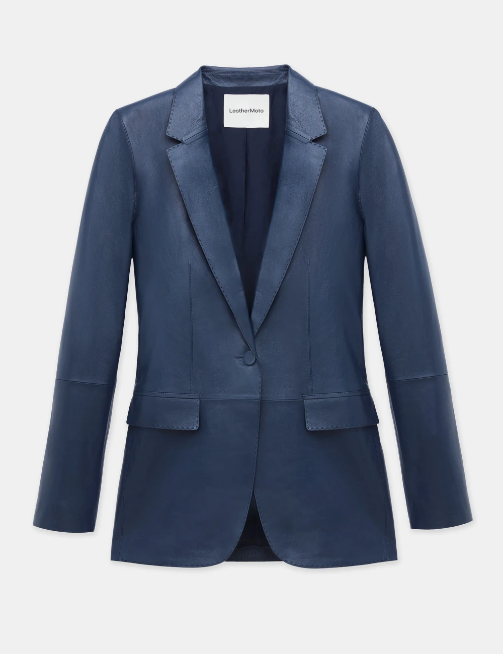 The Luxurious Blue - Soft Nappa Leather Blazer for Women (4)
