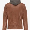 Timeless The Tan Explorer Brown Hooded Leather Jacket - Image 2