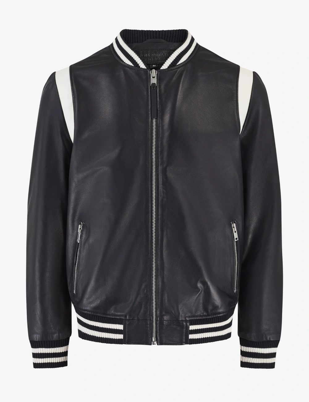 Vaxton White Striped Hybrid Full Leather Varsity Jacket (1)