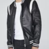 Vaxton White Striped Hybrid Full Leather Varsity Jacket (5)