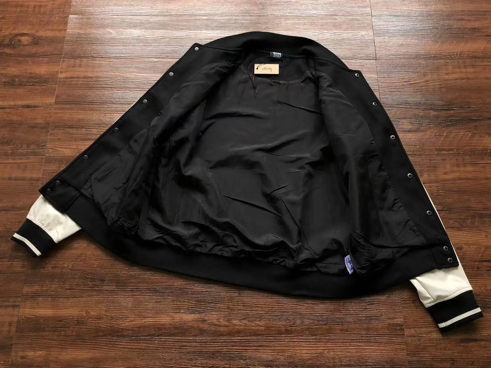 Vintage-Stussy-Big-4-Wool-Black-Leather moto