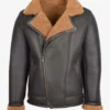 Vintage Timber B-3 Brown Leather Shearling Bomber Jacket (1)