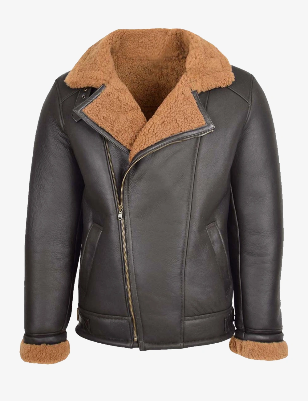 Vintage Timber B-3 Brown Leather Shearling Bomber Jacket (1)