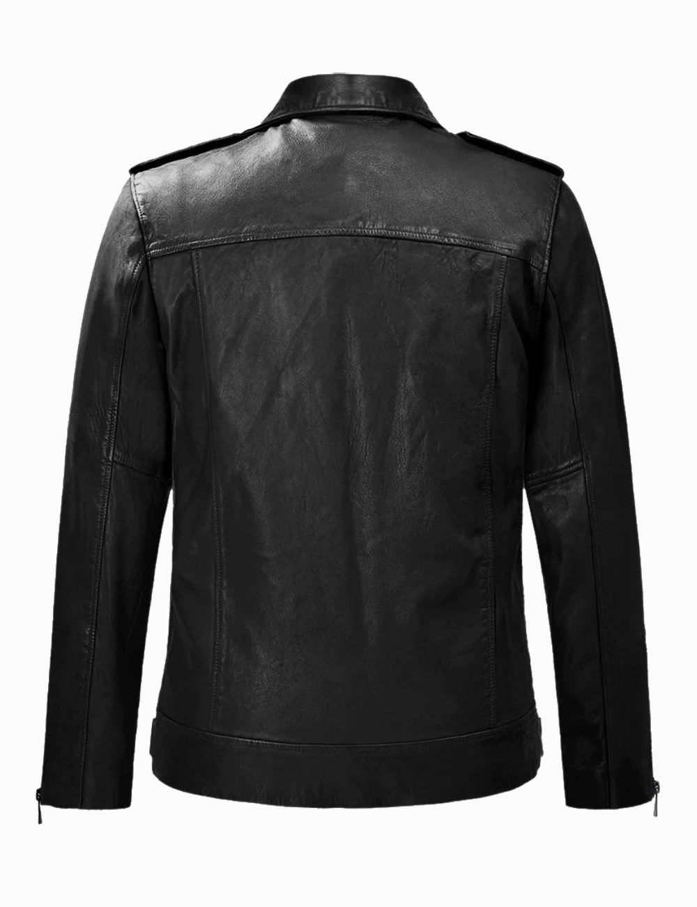 Wanderer Black Rider Leather Jacket – Sleek Moto Look with Lapel Collar and Side Zippers (4)
