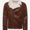 Winter Sentinel Sherpa Fleece Sheepskin Brown Leather Jacket (1)