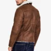 Winter Sentinel Sherpa Fleece Sheepskin Brown Leather Jacket (2)