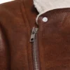 Winter Sentinel Sherpa Fleece Sheepskin Brown Leather Jacket (4)