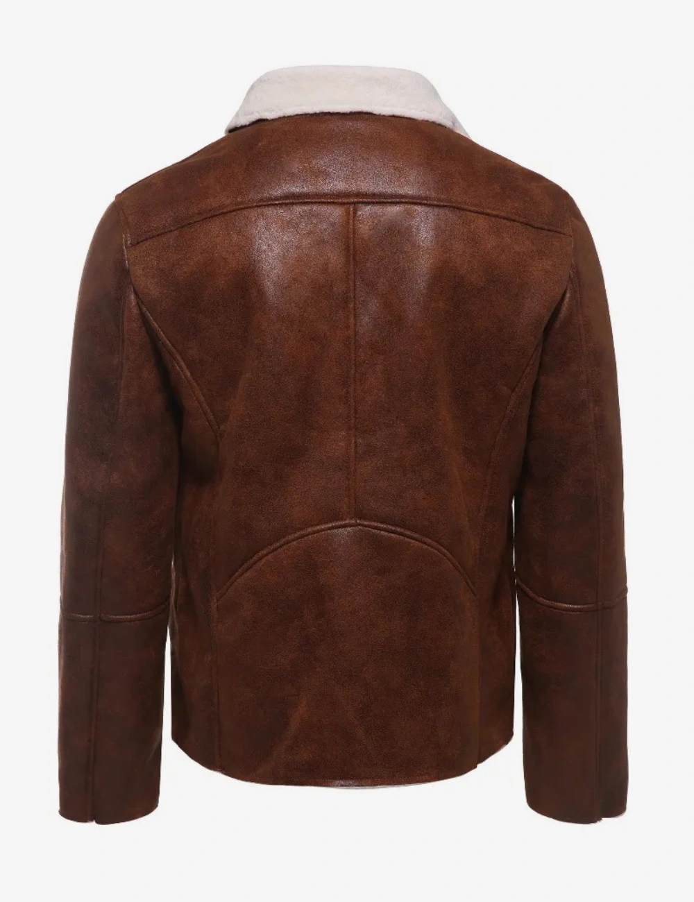 Winter Sentinel Sherpa Fleece Sheepskin Brown Leather Jacket (5)