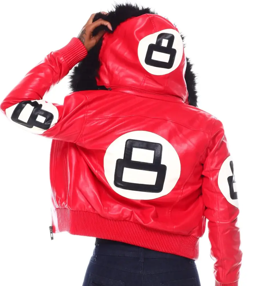 Womens-Red-8-Ball-Bomber-Leather-Jacket-Back