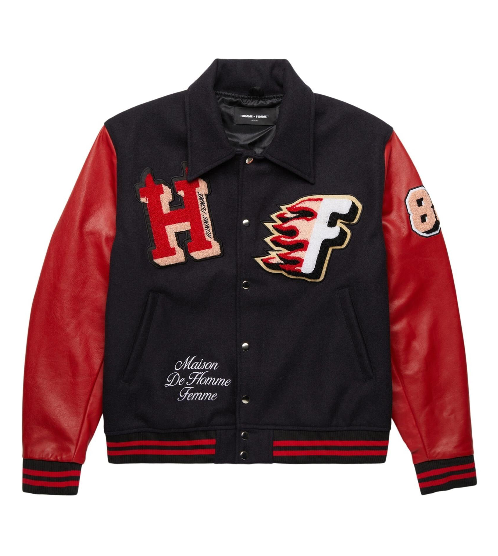 World-Champs-Homme-Femme-Letterman-Black-Red-Varsity-Jacket- leather moto (1)