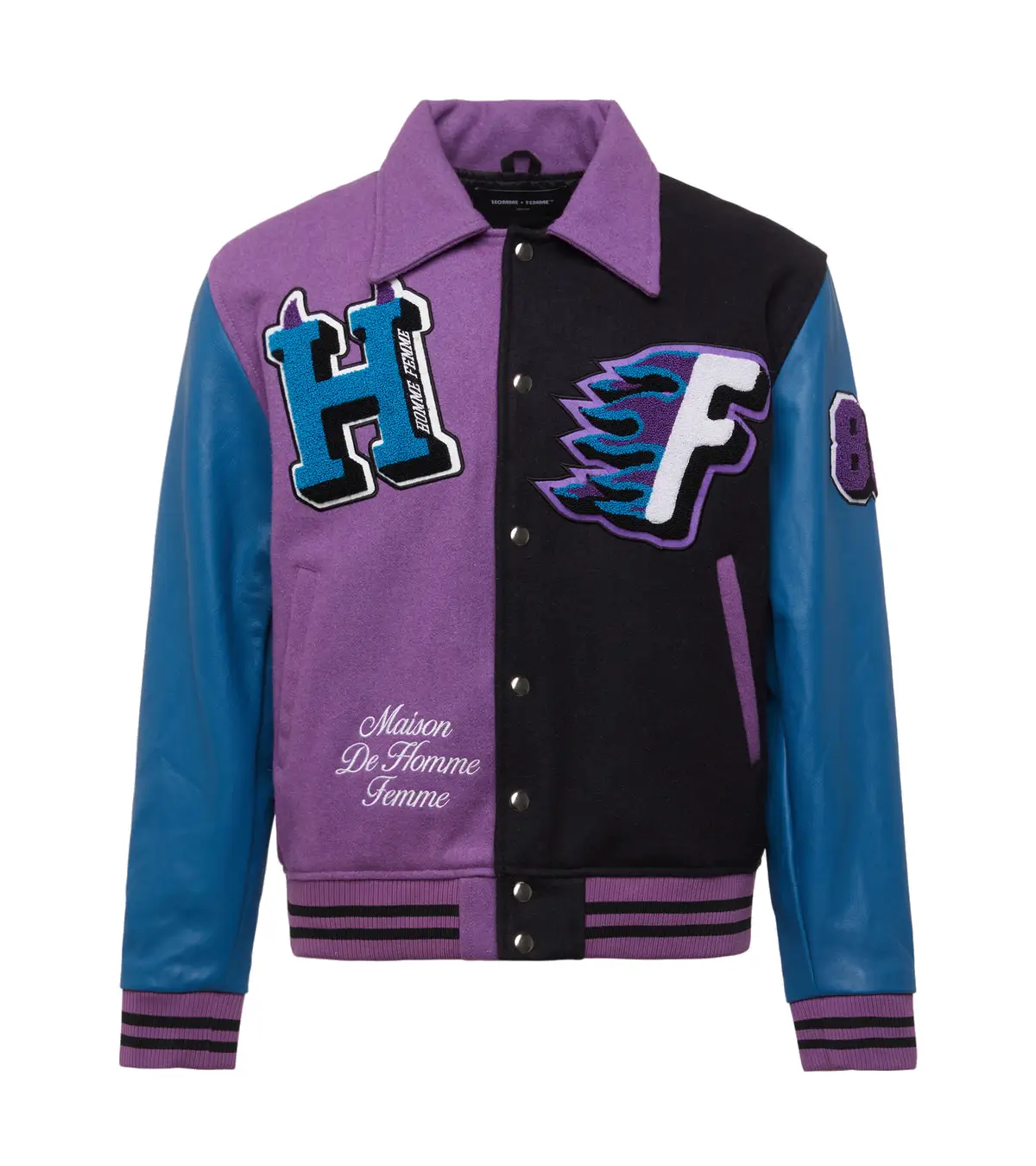 World-Champs-Homme-Femme-Letterman-Multi-Colored-Varsity-Jacket-lather moto (1)