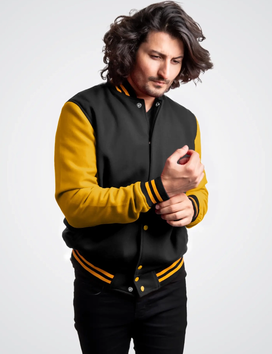 Black-Wool-Gold-Genuine-Leather-Varsity-Letterman-Jacket-2