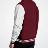 Burgundy Maroon Wool & White Leather Varsity Jacket - Image 3
