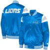 Detroit Lions Blue Satin Full-Snap Varsity Jacket - Image 3
