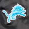Detroit Lions Women's Black Satin Script Tail Full-Snap Varsity Jacket - Image 5