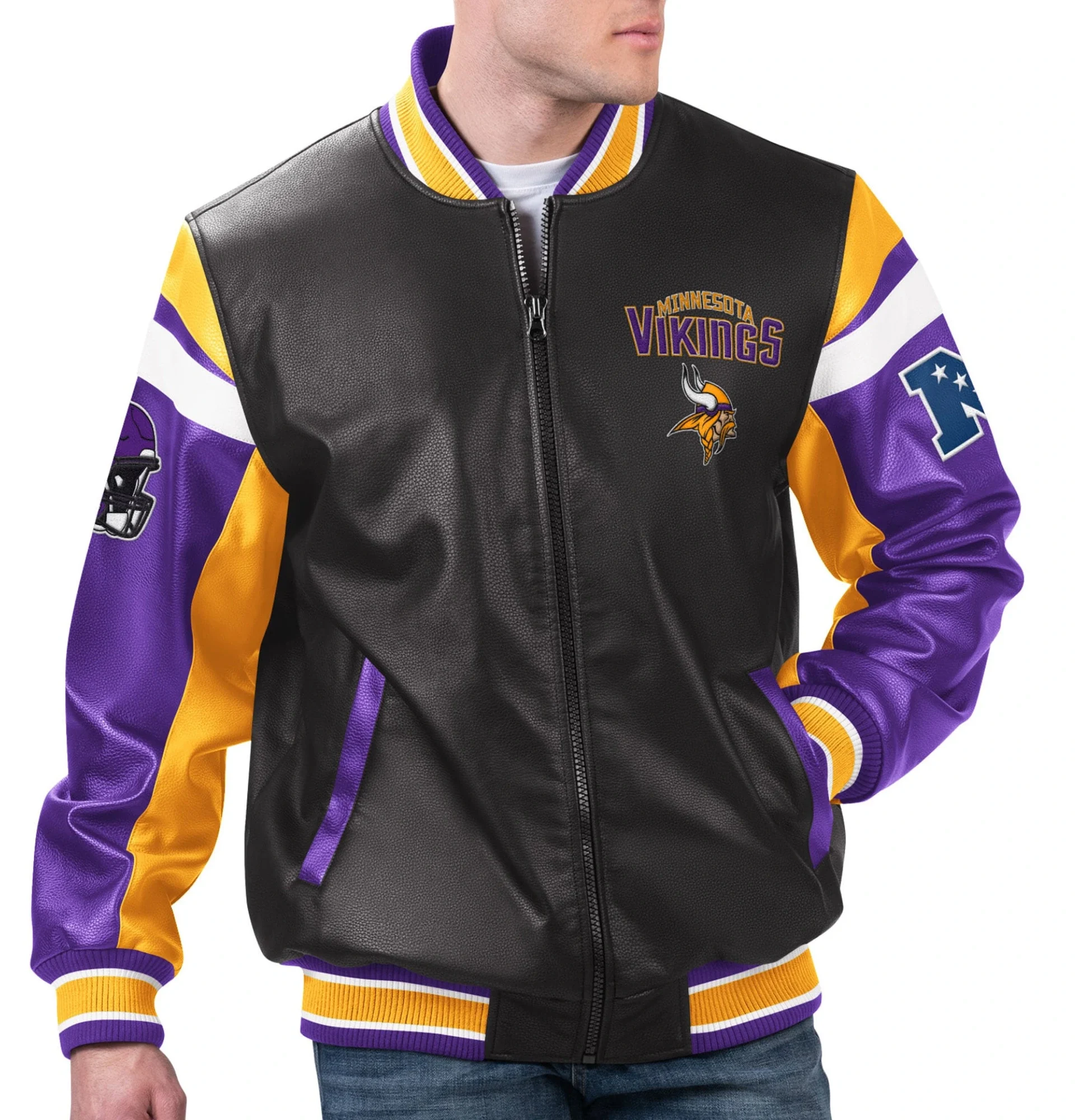Minnesota-Vikings-Full-Zip-Leather-Varsity-Jacket-Black-Purple-LeatherMoto