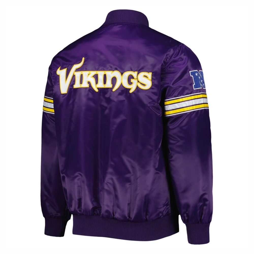 Minnesota-Vikings-Starter-Pick-and-Roll-Full-Snap-Satin-Varsity-Jacket-Purple-LeatherMoto
