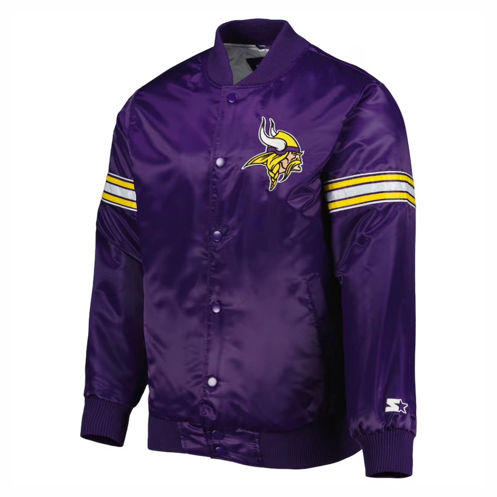 Minnesota-Vikings-Starter-Pick-and-Roll-Full-Snap-Satin-Varsity-Jacket-Purple-LeatherMoto