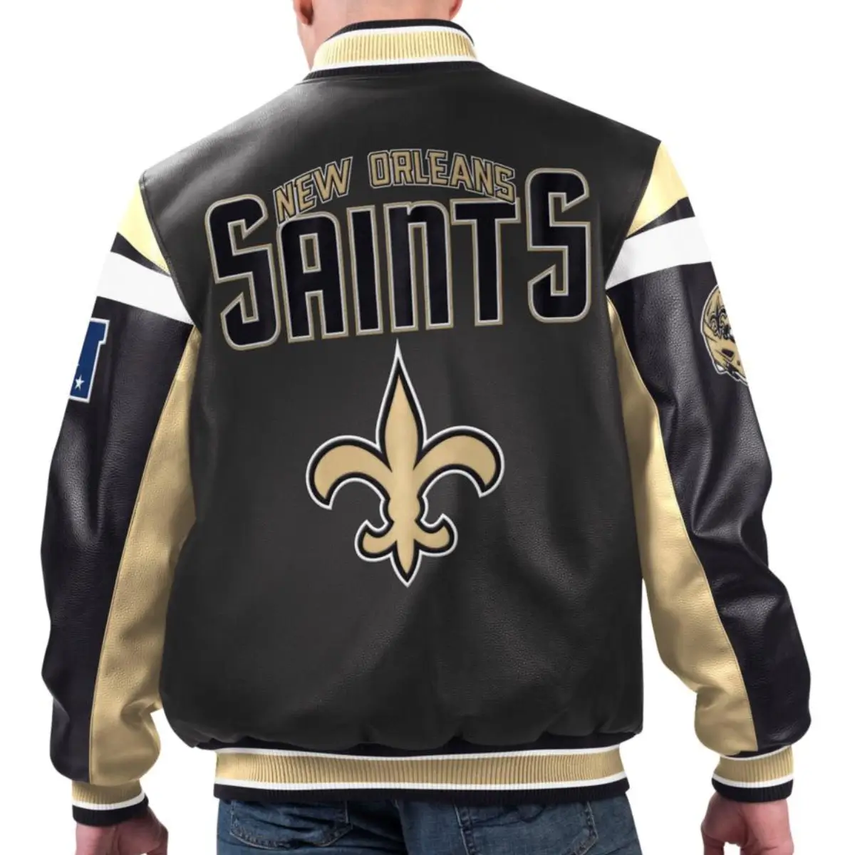 New-Orleans-Saints-Faux-Leather-Varsity-Jacket-LeatherMoto
