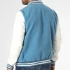 Aqua Wool & White Leather Varsity Jacket - Image 4