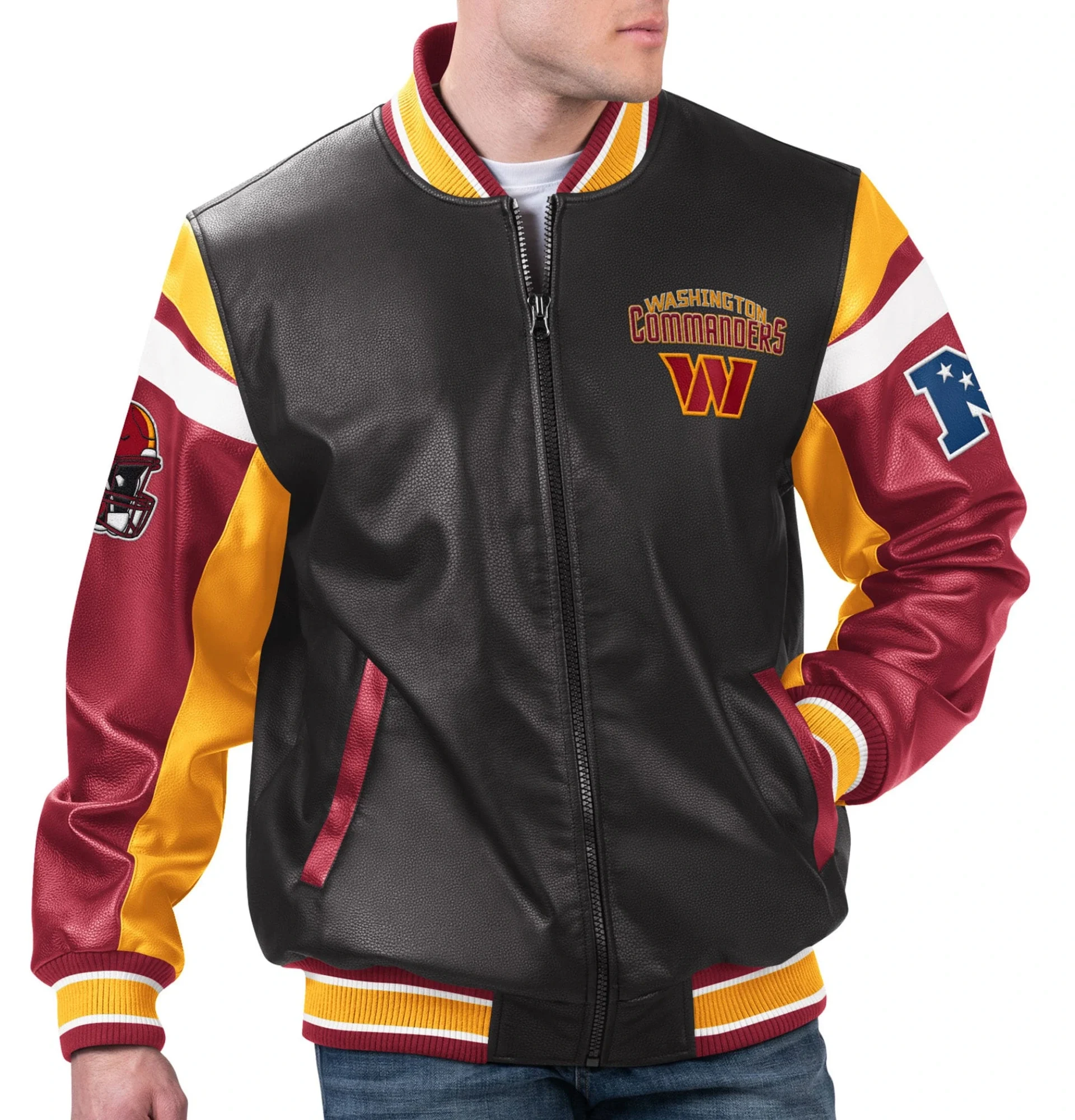 Washington-Commander-Full-Zip-Leather-Varsity-Jacket-Black-LeatherMoto
