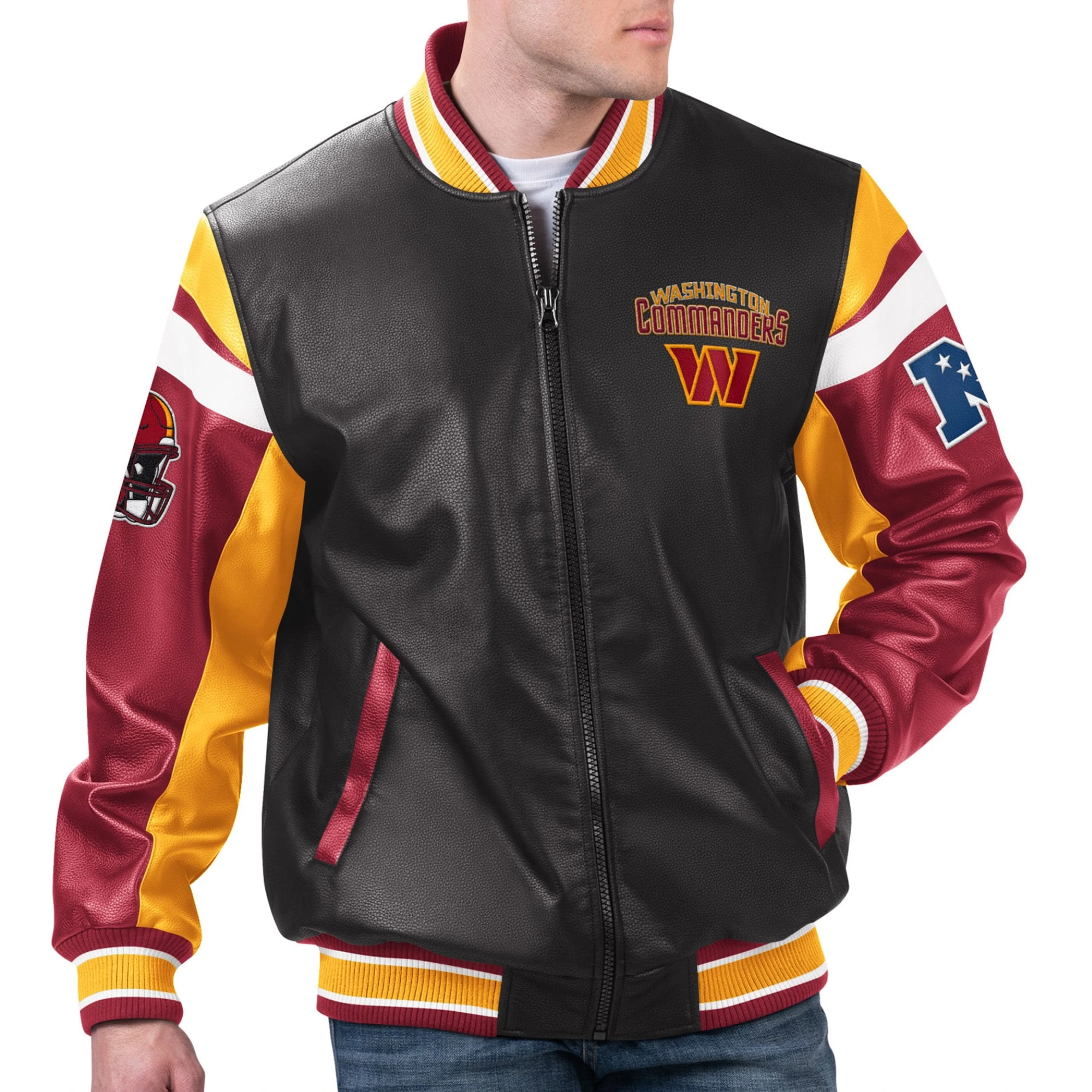 Washington-Commander-Full-Zip-Leather-Varsity-Jacket-Black-LeatherMoto