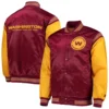 Washington-Commanders-Enforcer-Full-Snap-Satin-Varsity-Jacket-MaroonYellow-LeatherMoto